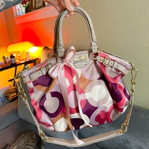 Coach Pink and Purple Patterned Satchel